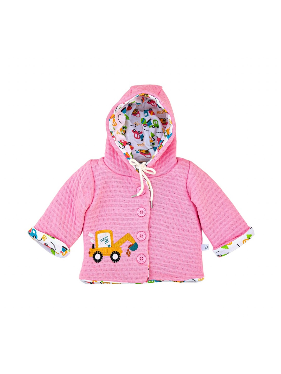 

Dear Little Infants Kids Hooded Cable Knit Self Design Cotton Cardigan Sweater, Pink