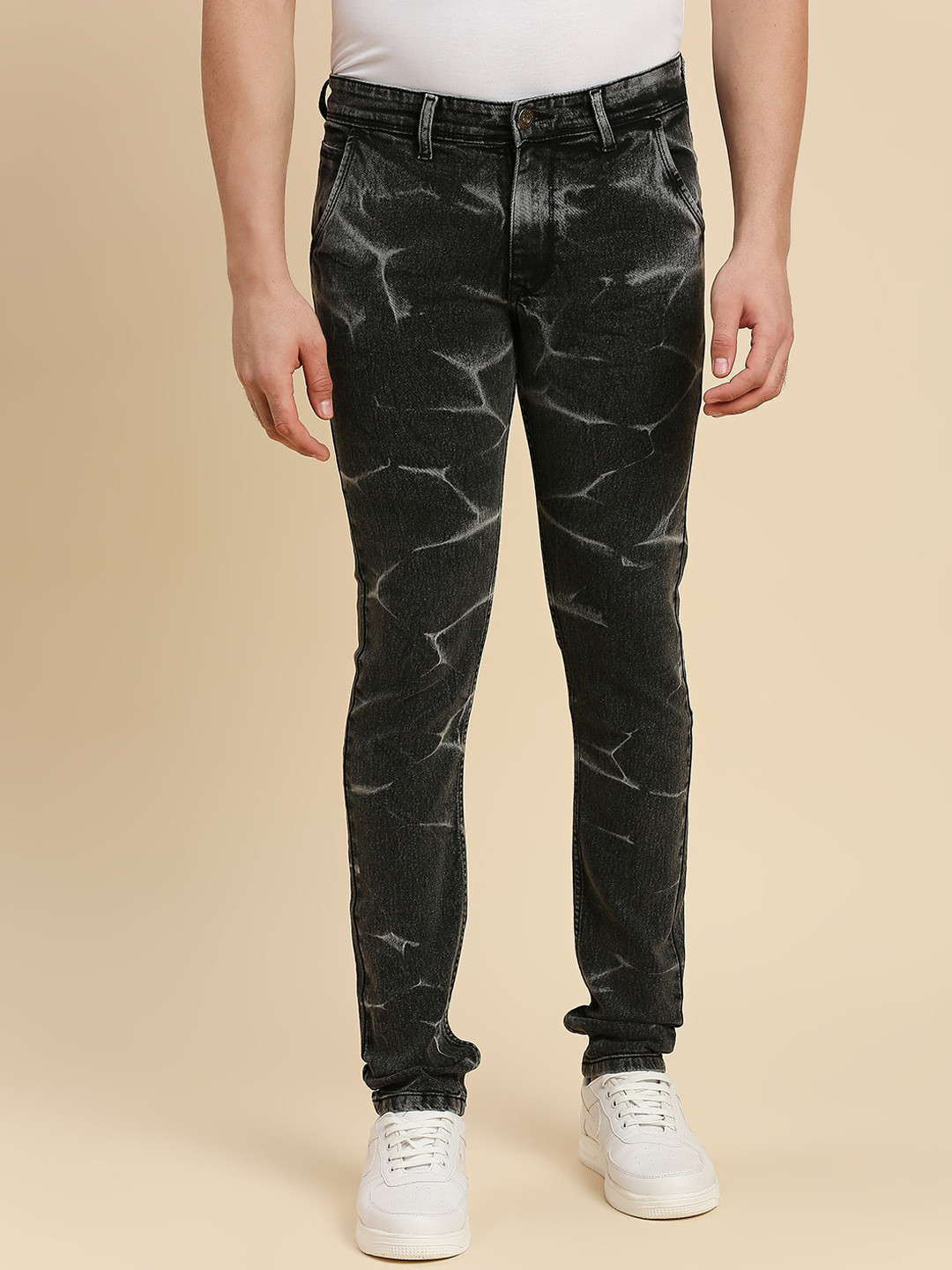 

HJ HASASI Men Slim Fit Acid Wash Stretchable Jeans, Black