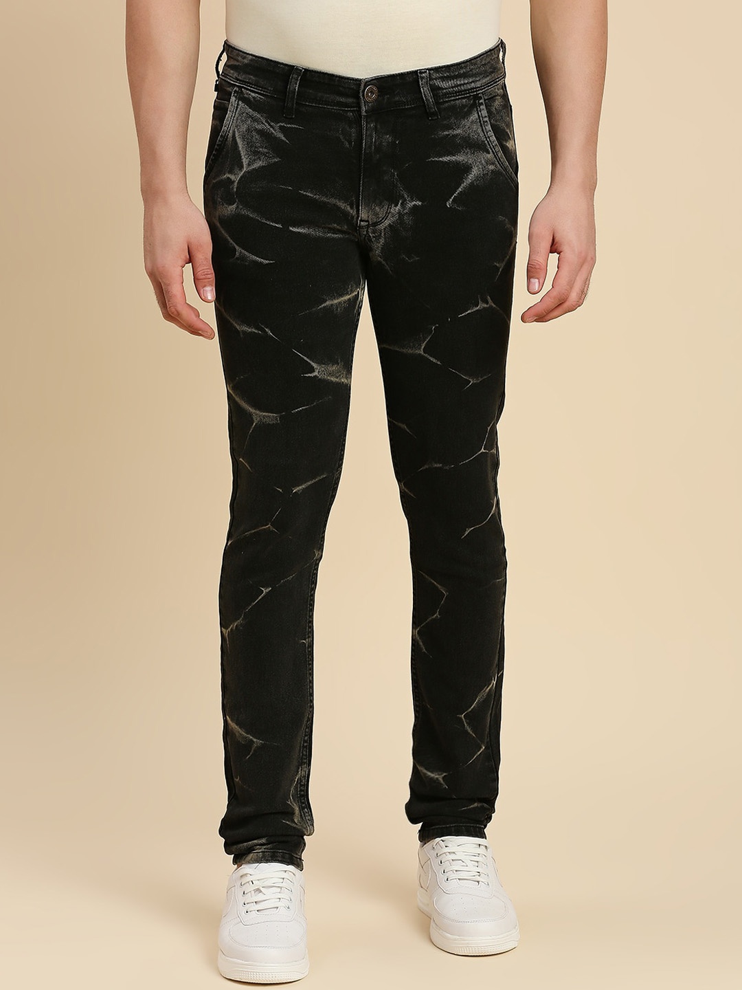

HJ HASASI Men Slim Fit Acid Wash Stretchable Jeans, Black