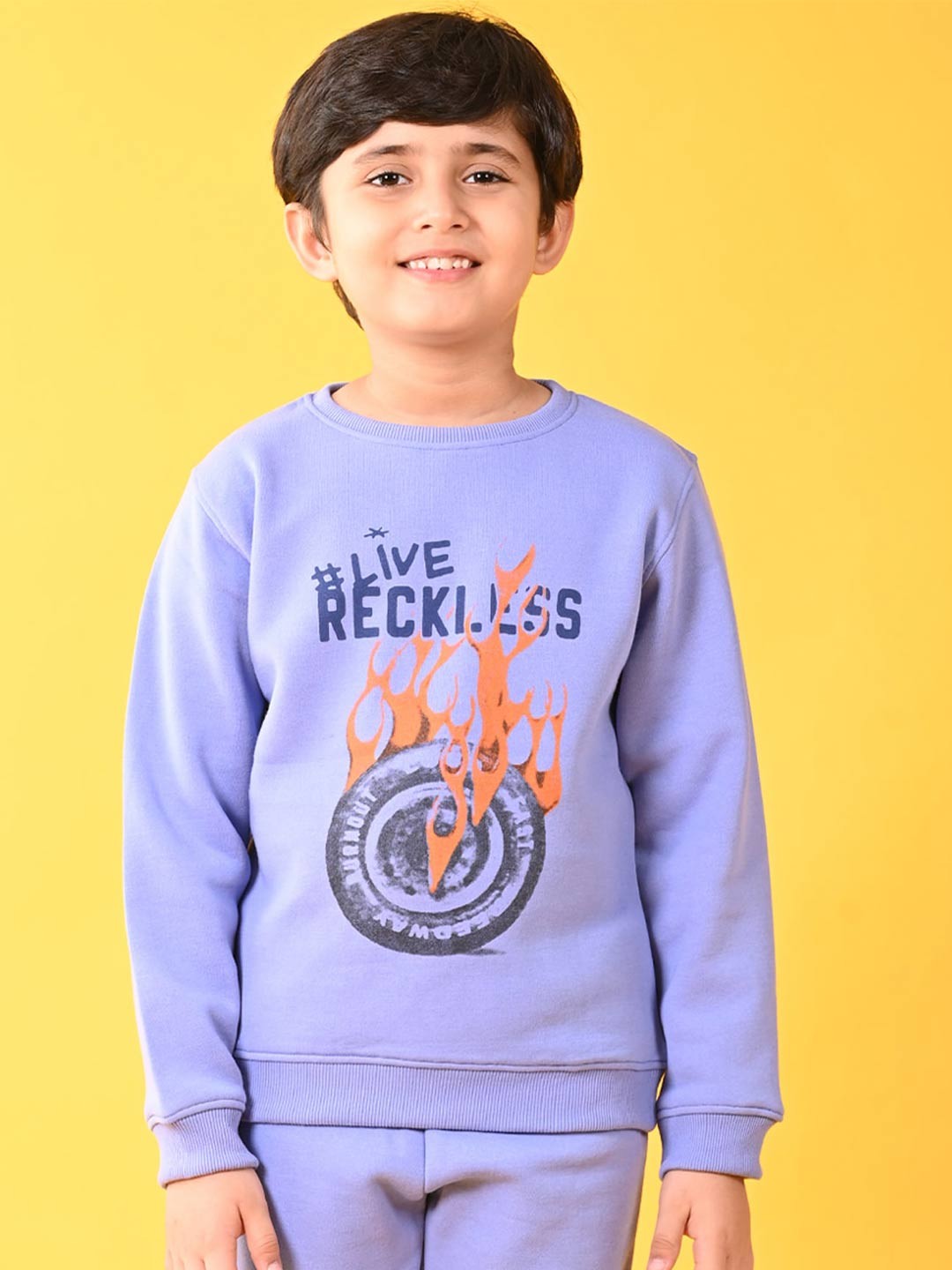 

Anthrilo Boys Typography Printed Fleece Sweatshirt, Blue
