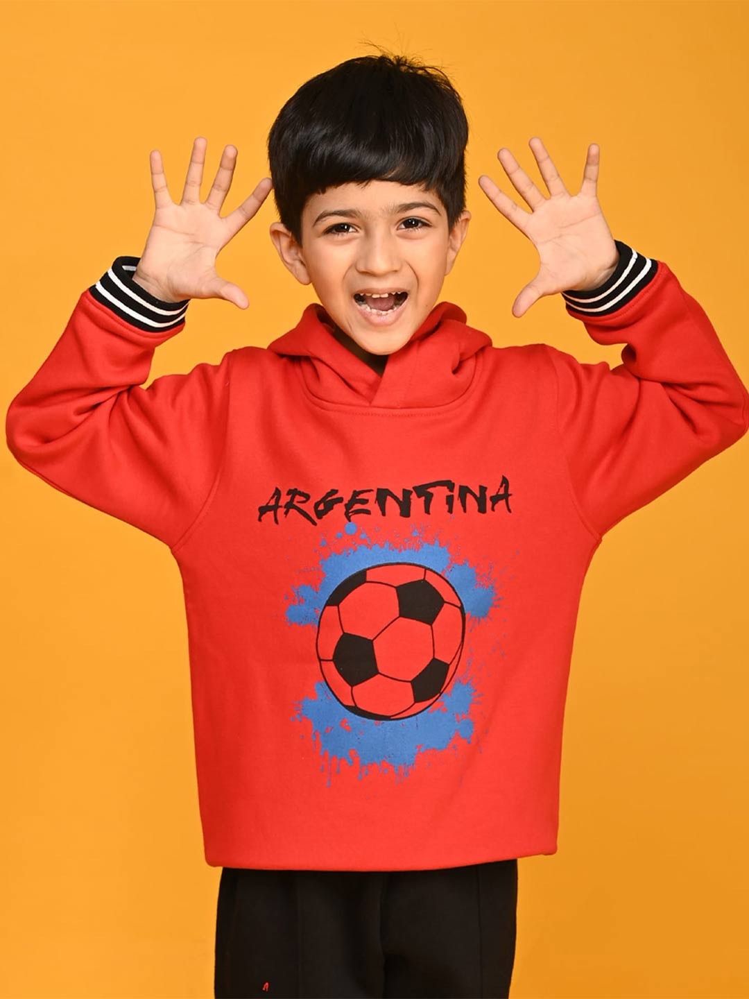 

Anthrilo Boys Printed Hooded Fleece Sweatshirt, Orange
