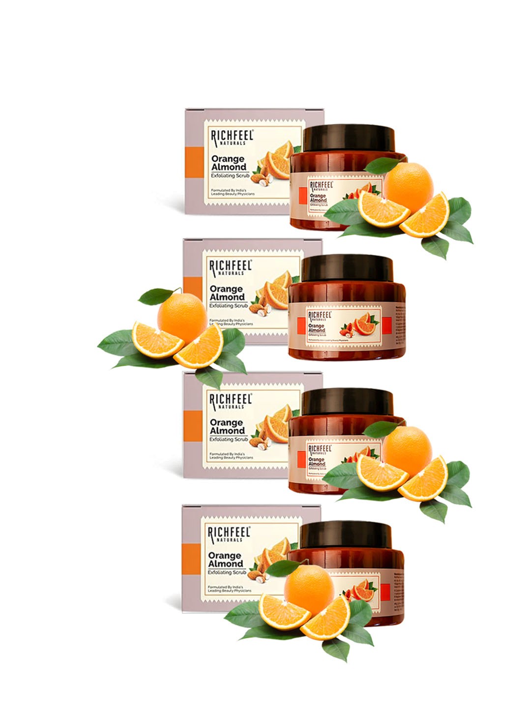 

Richfeel Set of 4 Orange Almond Exfoliating Scrub - 100 g each