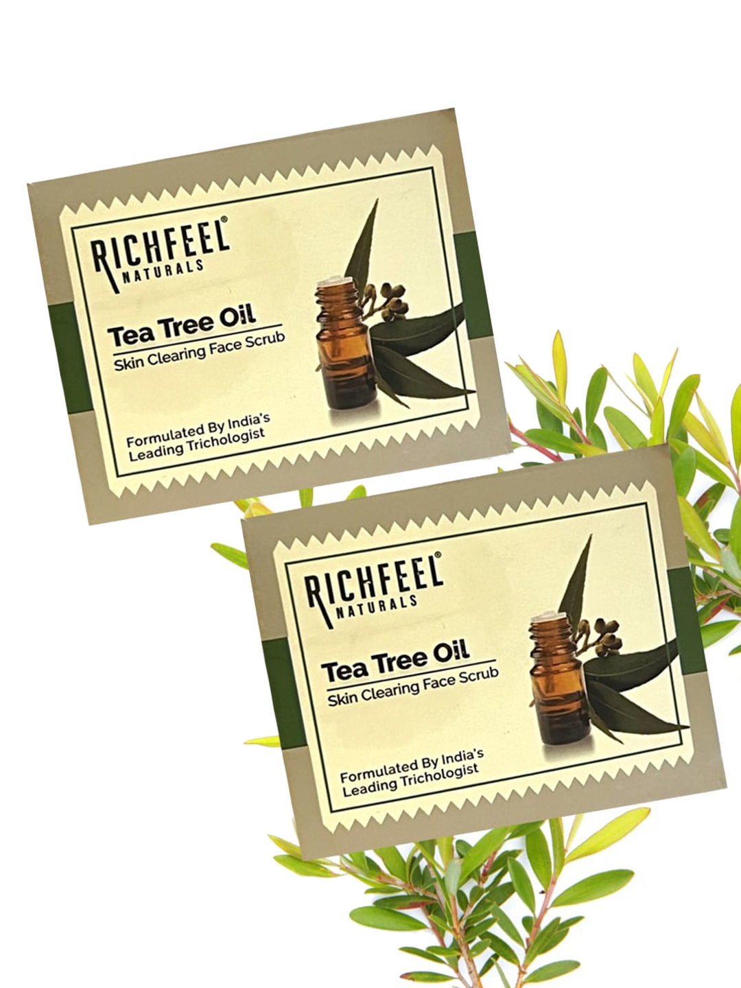 

Richfeel Set of 2 Tea Tree Oil Skin Clearing Face Scrub - 50 g each, Yellow