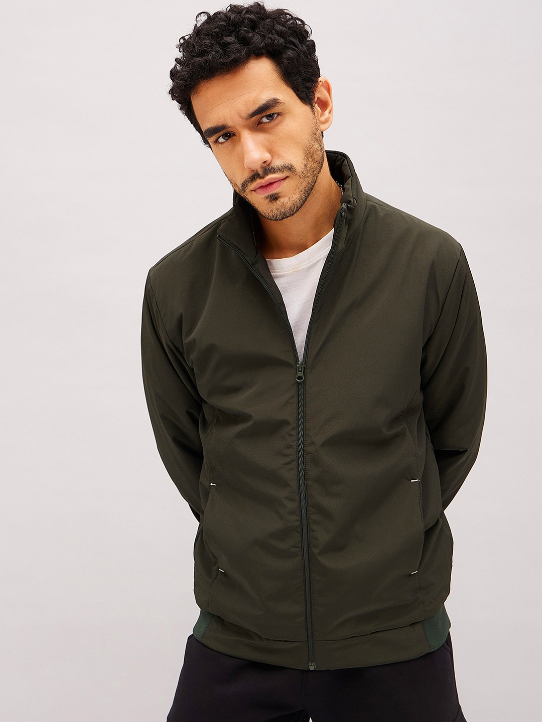 

MASCLN SASSAFRAS Mock Collar Bomber Jacket, Olive