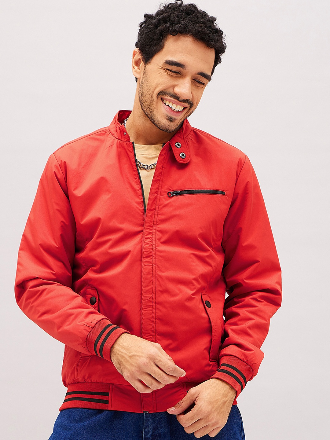 

MASCLN SASSAFRAS Mock Collar Bomber Jacket, Rust