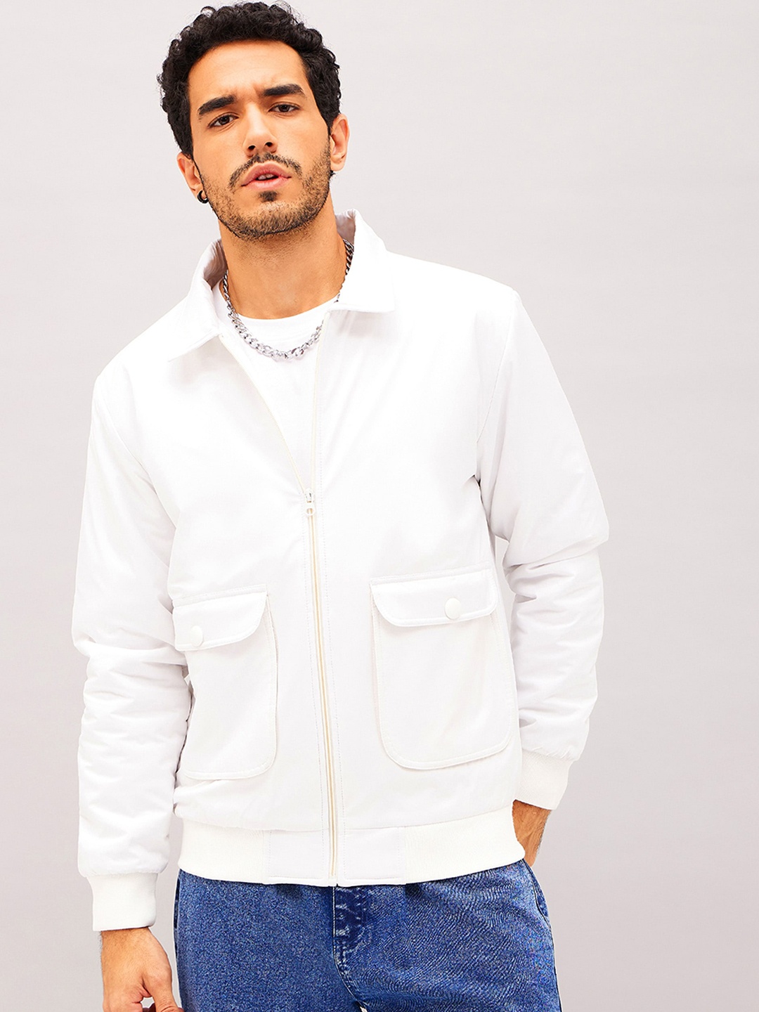 

MASCLN SASSAFRAS Spread Collar Open Front Jacket, White