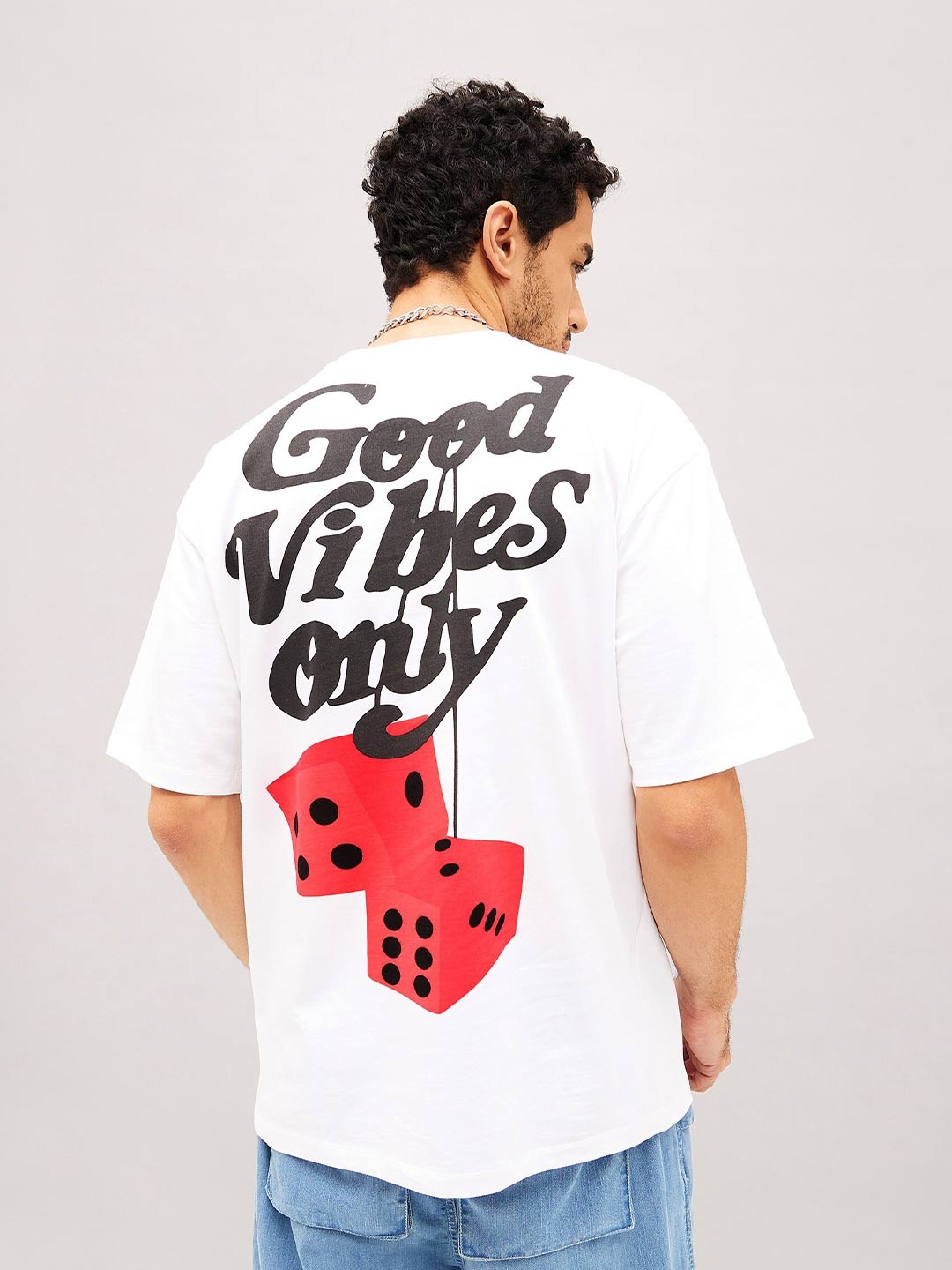 

MASCLN SASSAFRAS Unisex White Typography Printed Pure Cotton Oversized T-shirt