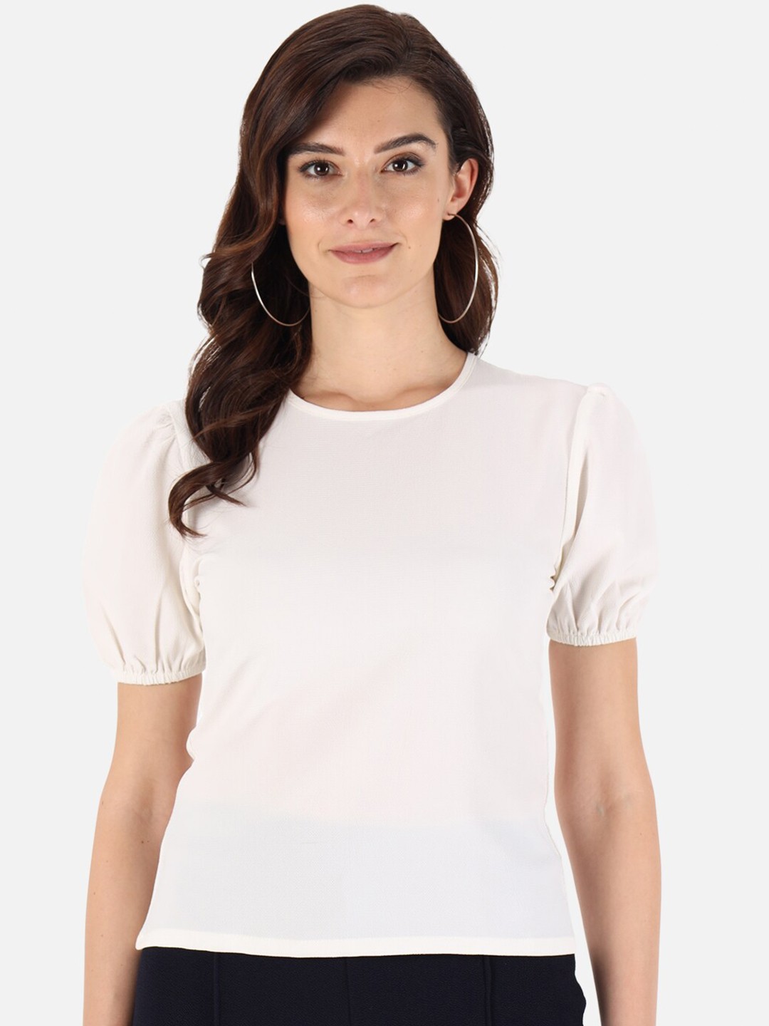 

Trend Arrest Puff Sleeve Casual Top, White