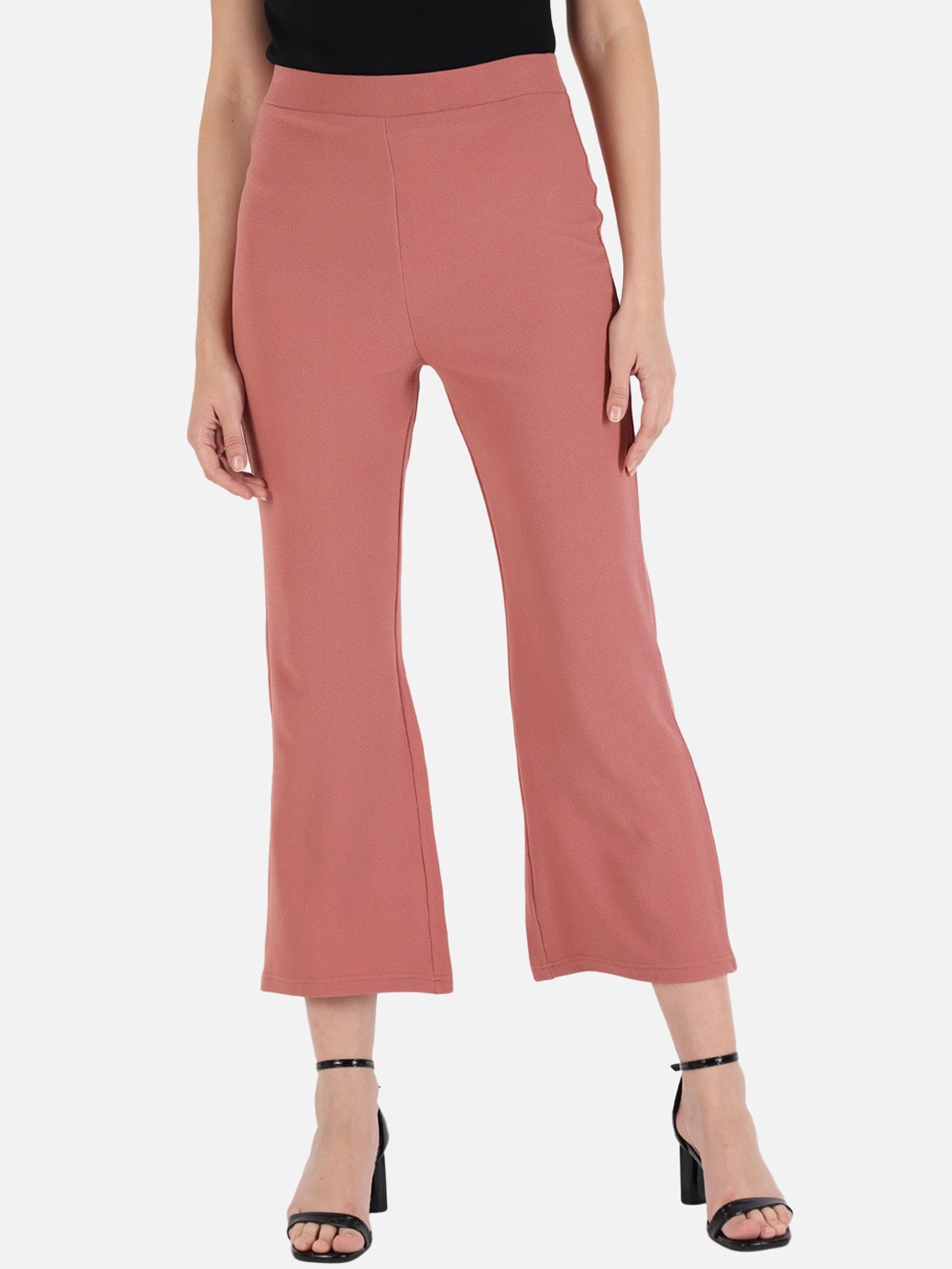 

Trend Arrest Women Comfort Loose Fit Cropped Bootcut Trousers, Pink