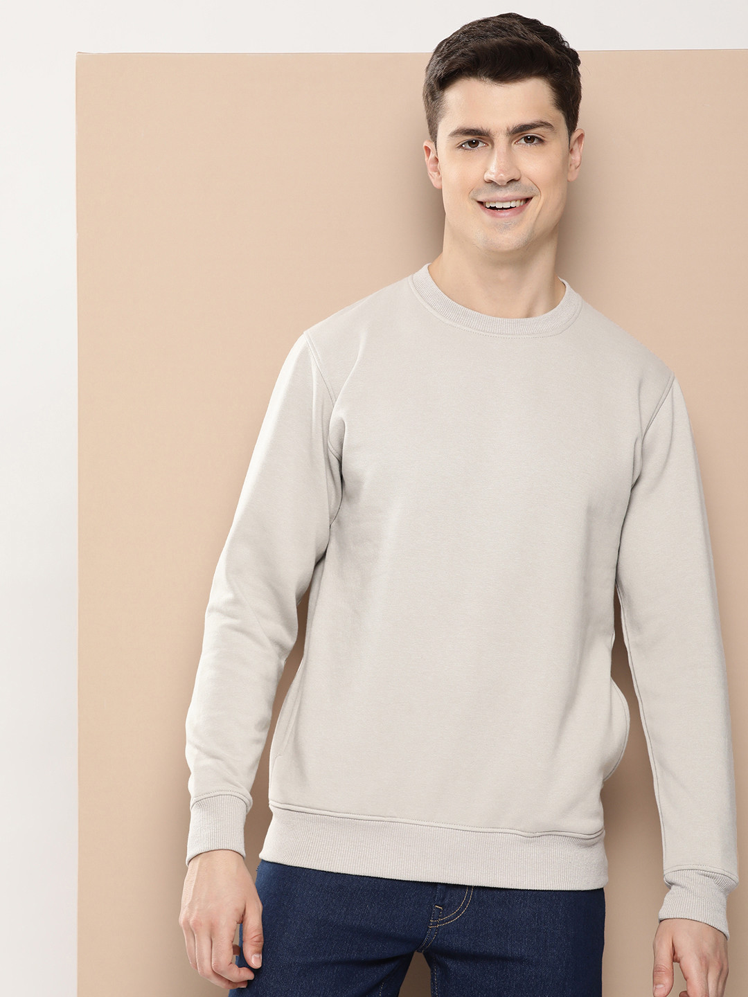 

HERE&NOW Men Solid Sweatshirt, Grey