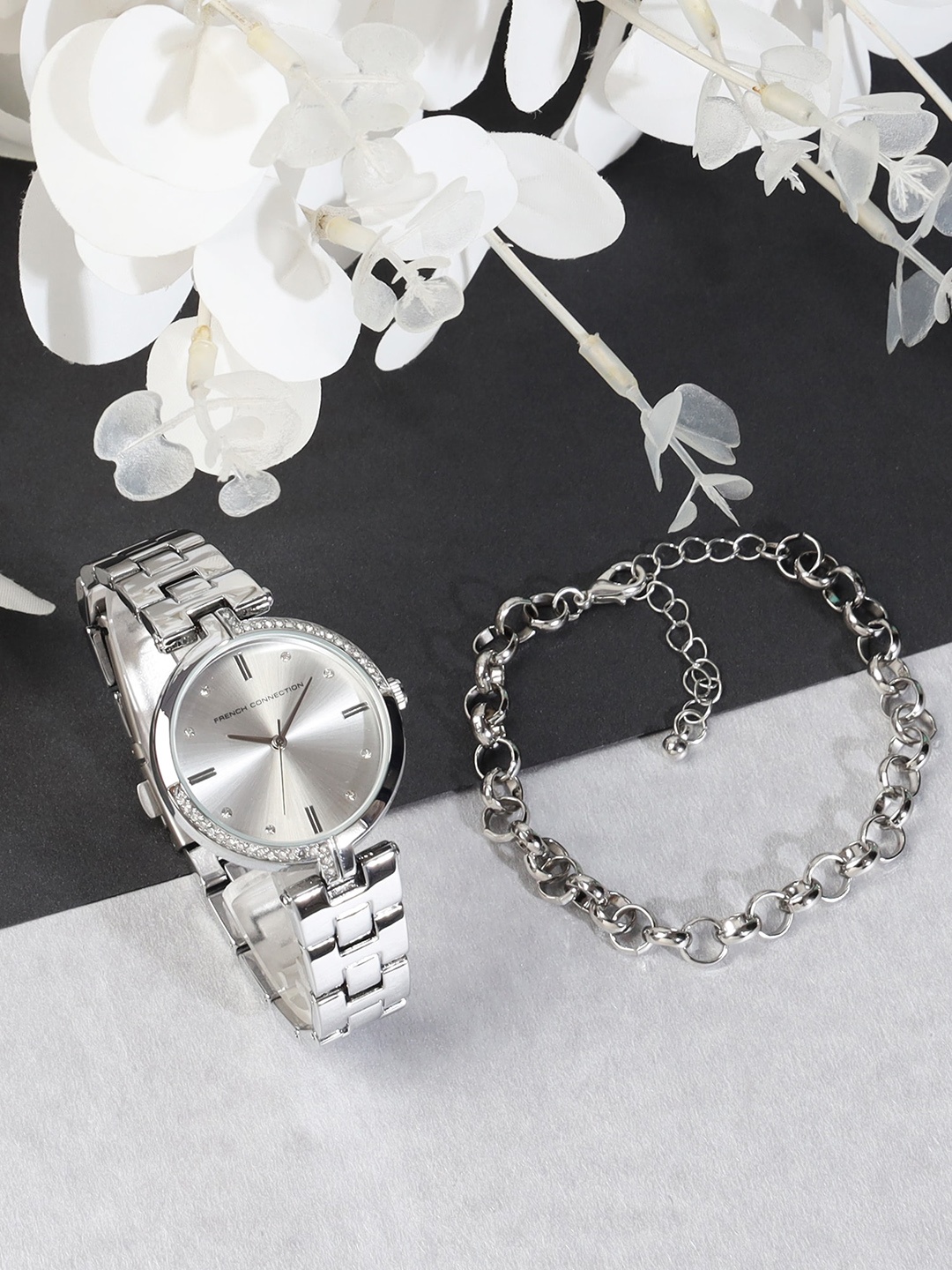 

French Connection Women Watch Gift Set, Silver