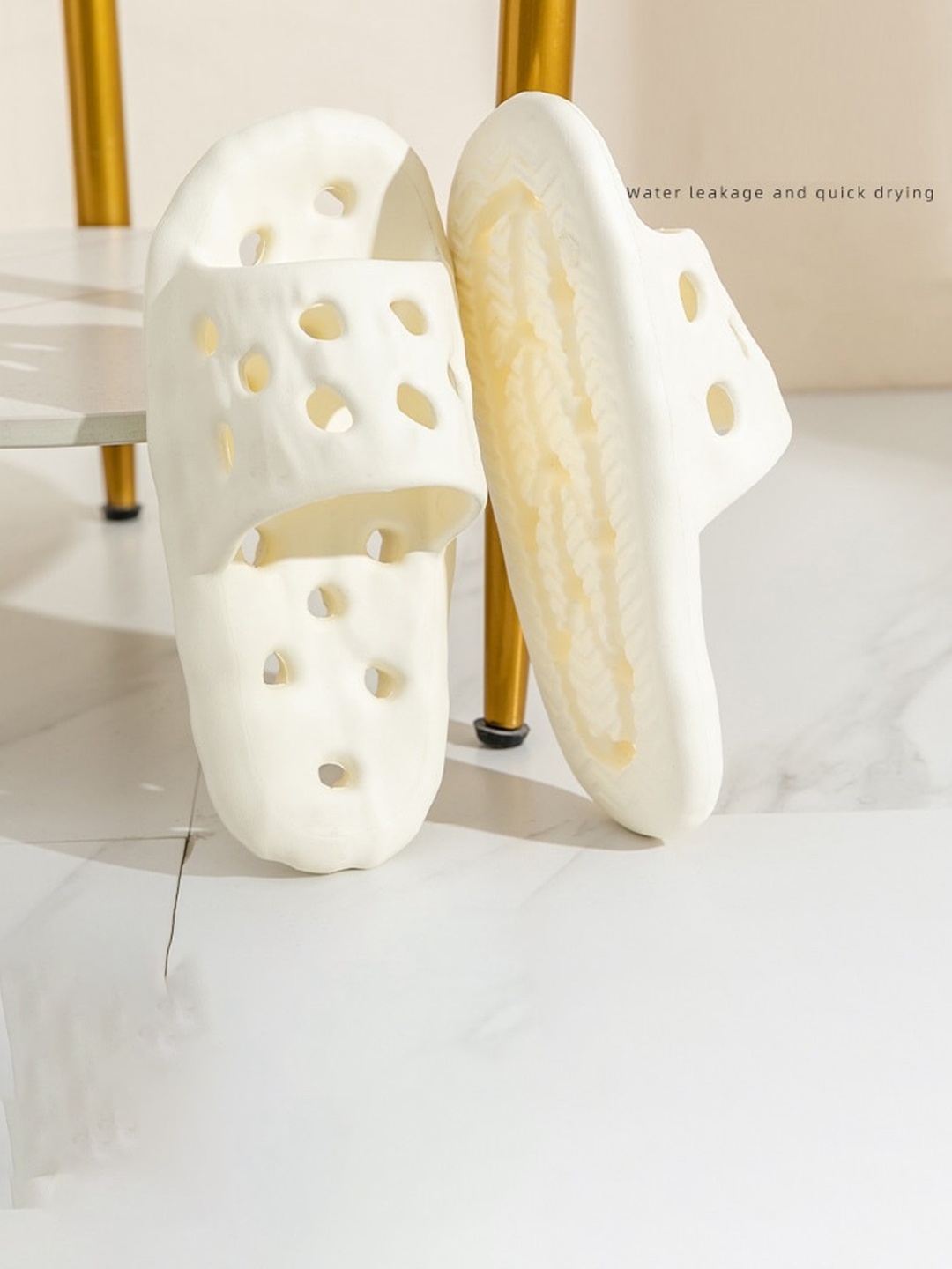 

Alexvyan Women White Eva Slipper Non-Skid Croslite Bathroom Sliders, Off white