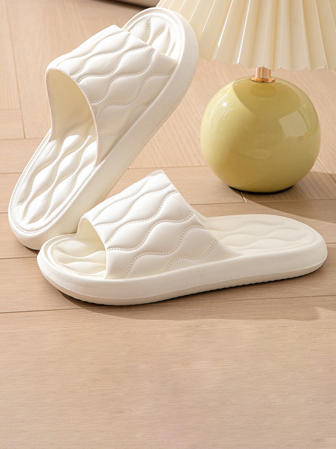 

Alexvyan Women Textured Sliders Flip-Flops, White