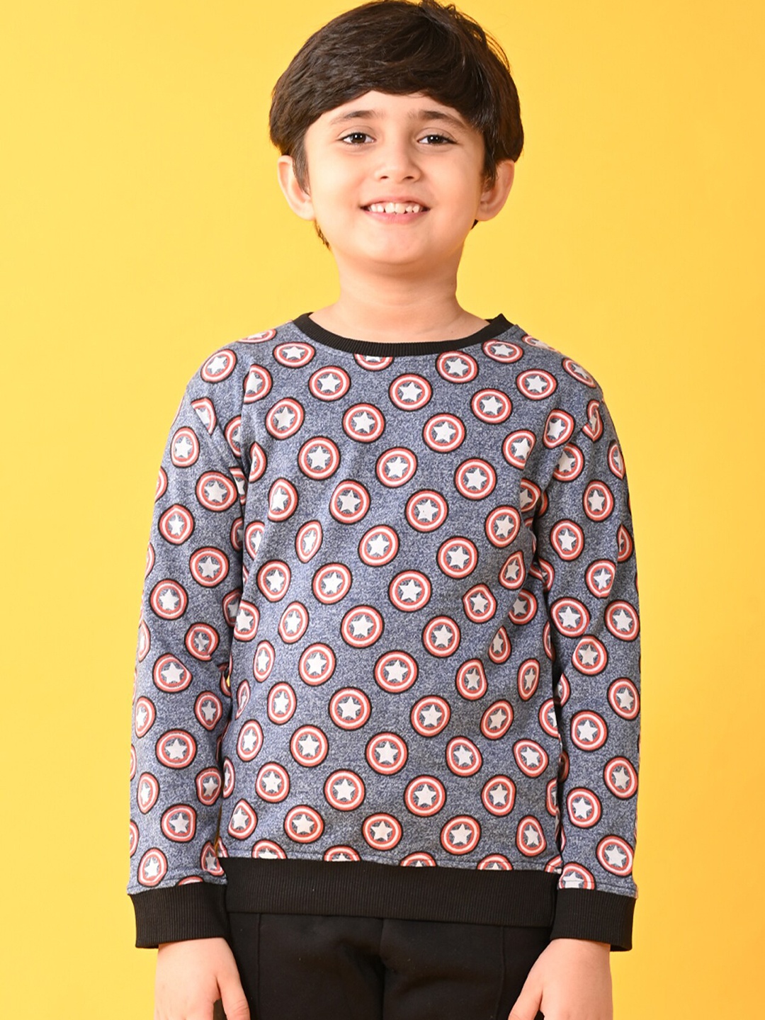 

Anthrilo Boys Conversational Printed Fleece Pullover, Black
