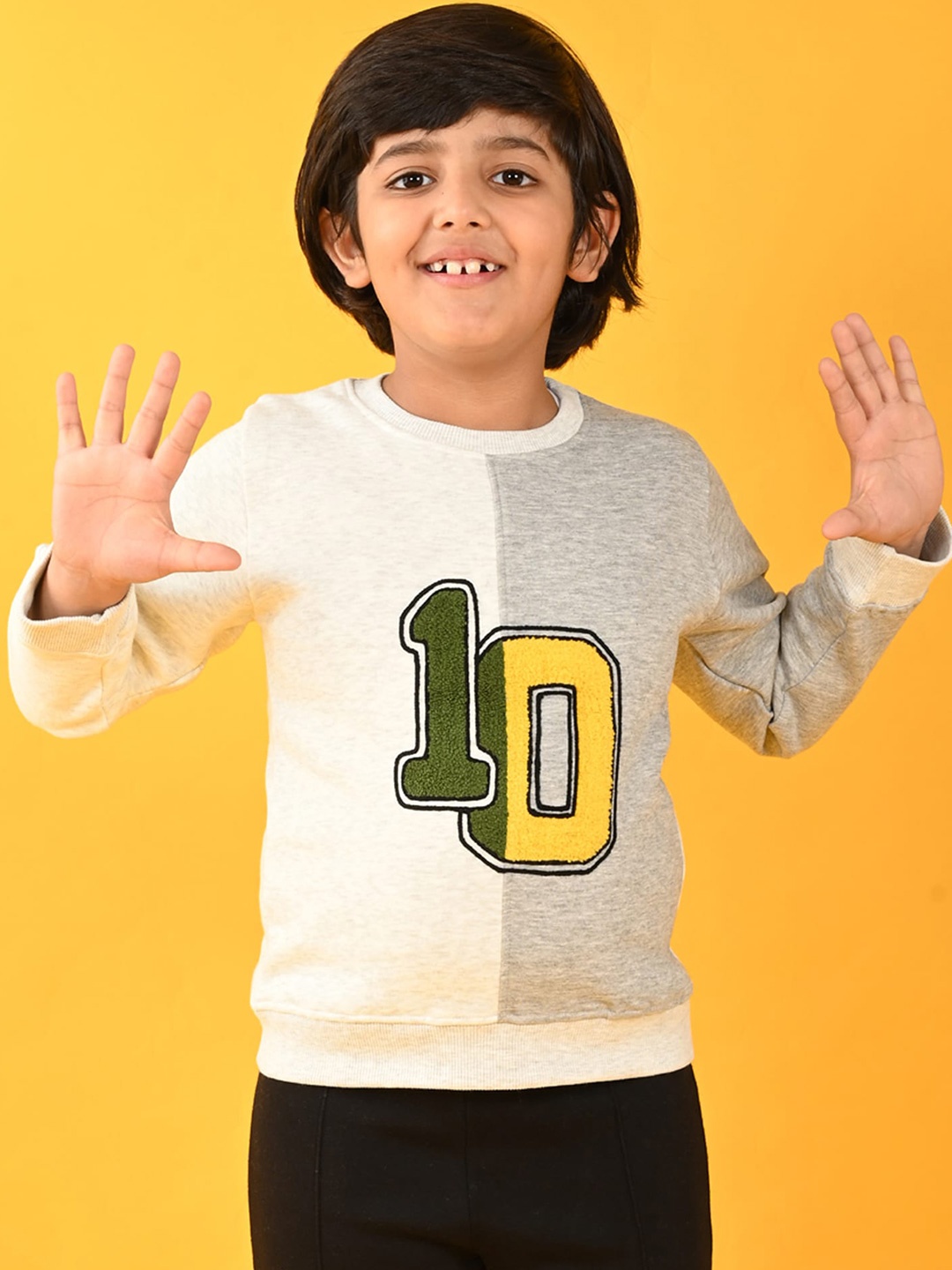 

Anthrilo Boys Colourblocked Hooded Fleece Sweatshirt, Grey