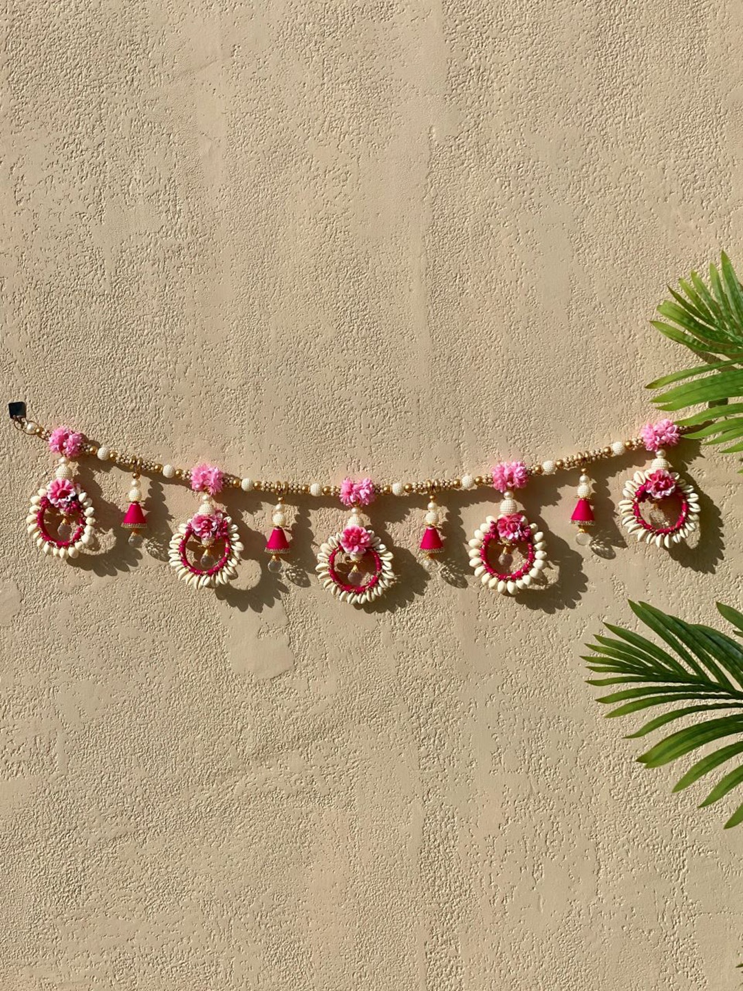 

Mason Home Pink & White Studded & Beaded Festive Toran