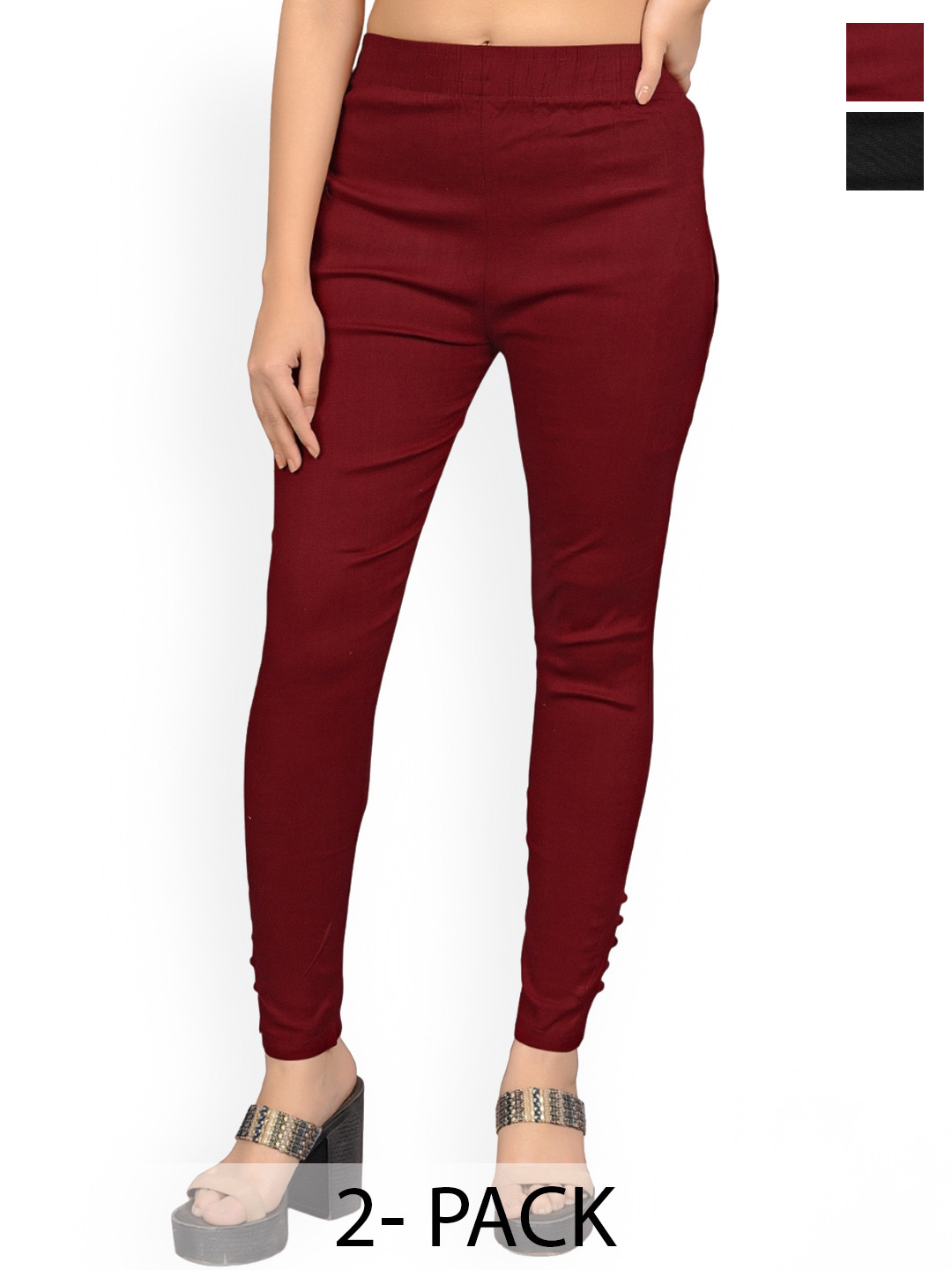 

MYSHA Women Pack Of 2 Jeggings, Maroon