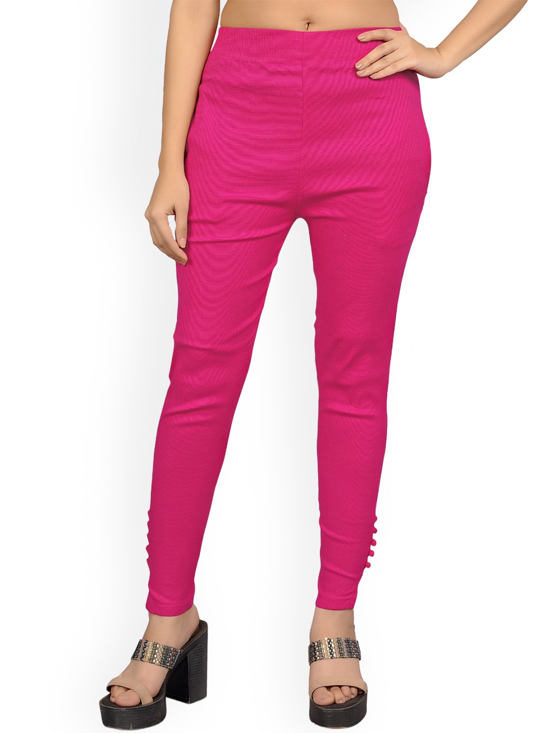 

MYSHA Women Custom Straight Fit Easy Wash Trousers, Pink