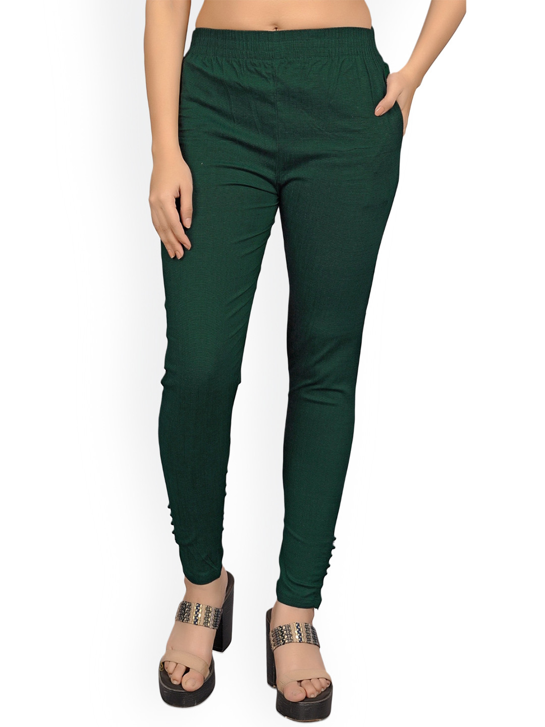 

MYSHA Women Custom Straight Fit Easy Wash Trousers, Green