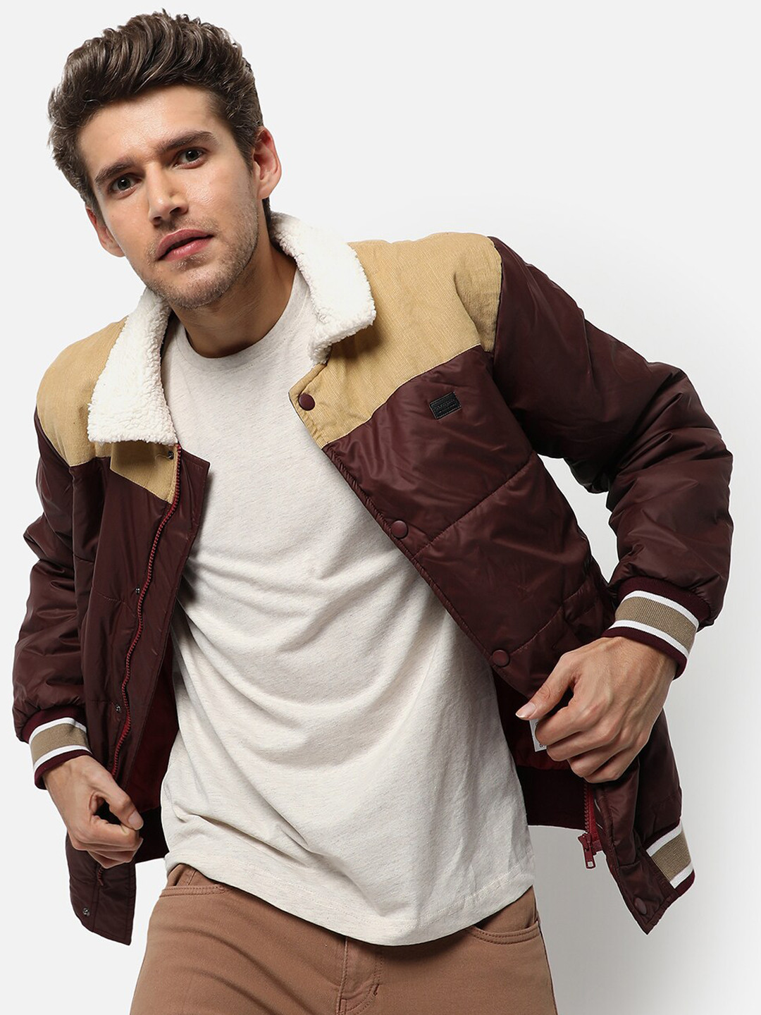 

Campus Sutra Windcheater Padded Jacket, Brown