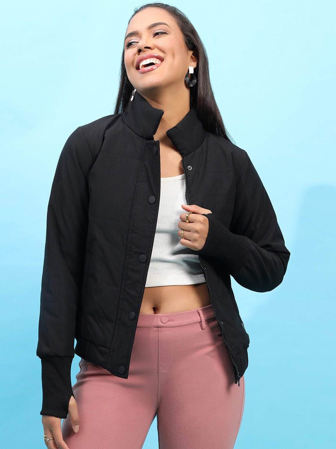 

Campus Sutra Black Windcheater Puffer Jacket