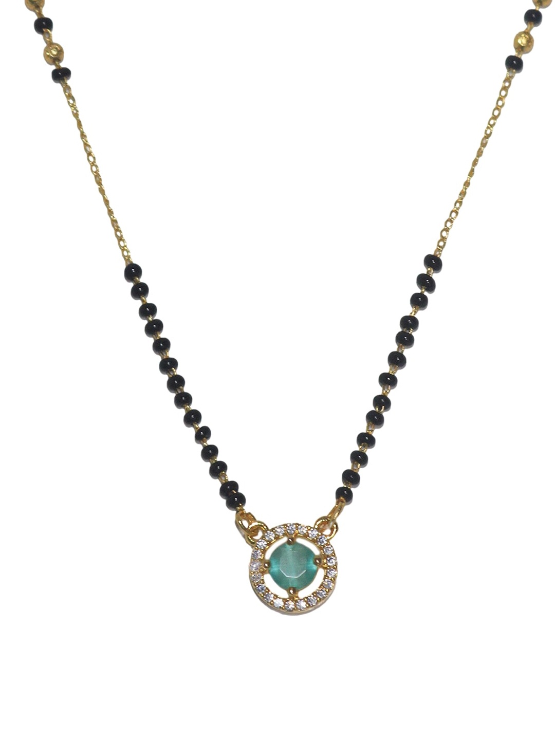 

Zeraki Jewels Gold-Plated Stone-Studded & Beaded Mangalsutra