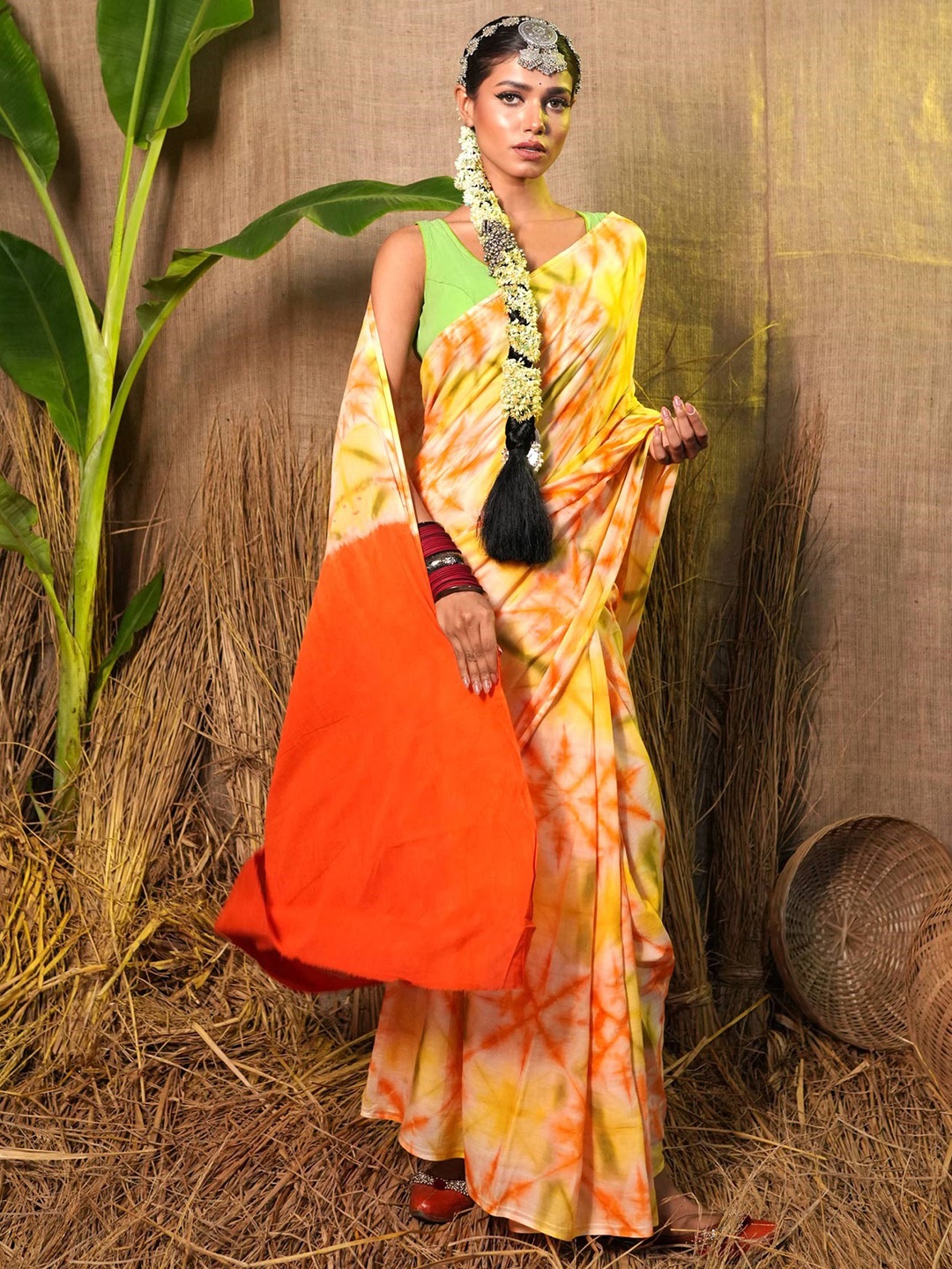 

Unnati Silks Tie and Dye Pure Cotton Saree, Red
