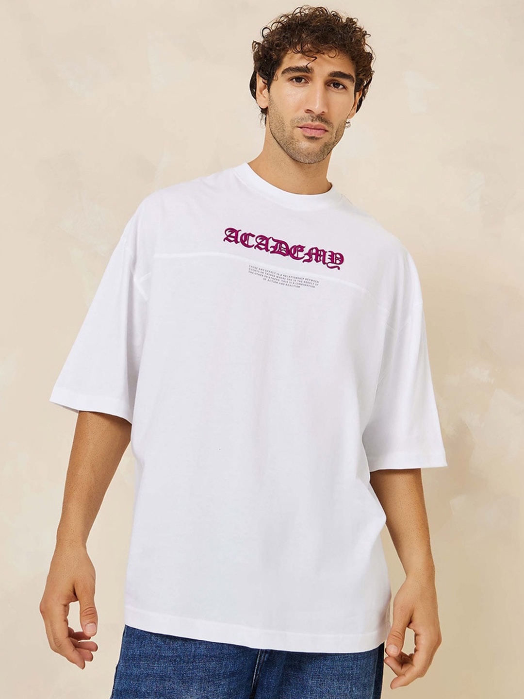 

Styli Embroidered Detail Compact Jersey Boxy T-Shirt, White