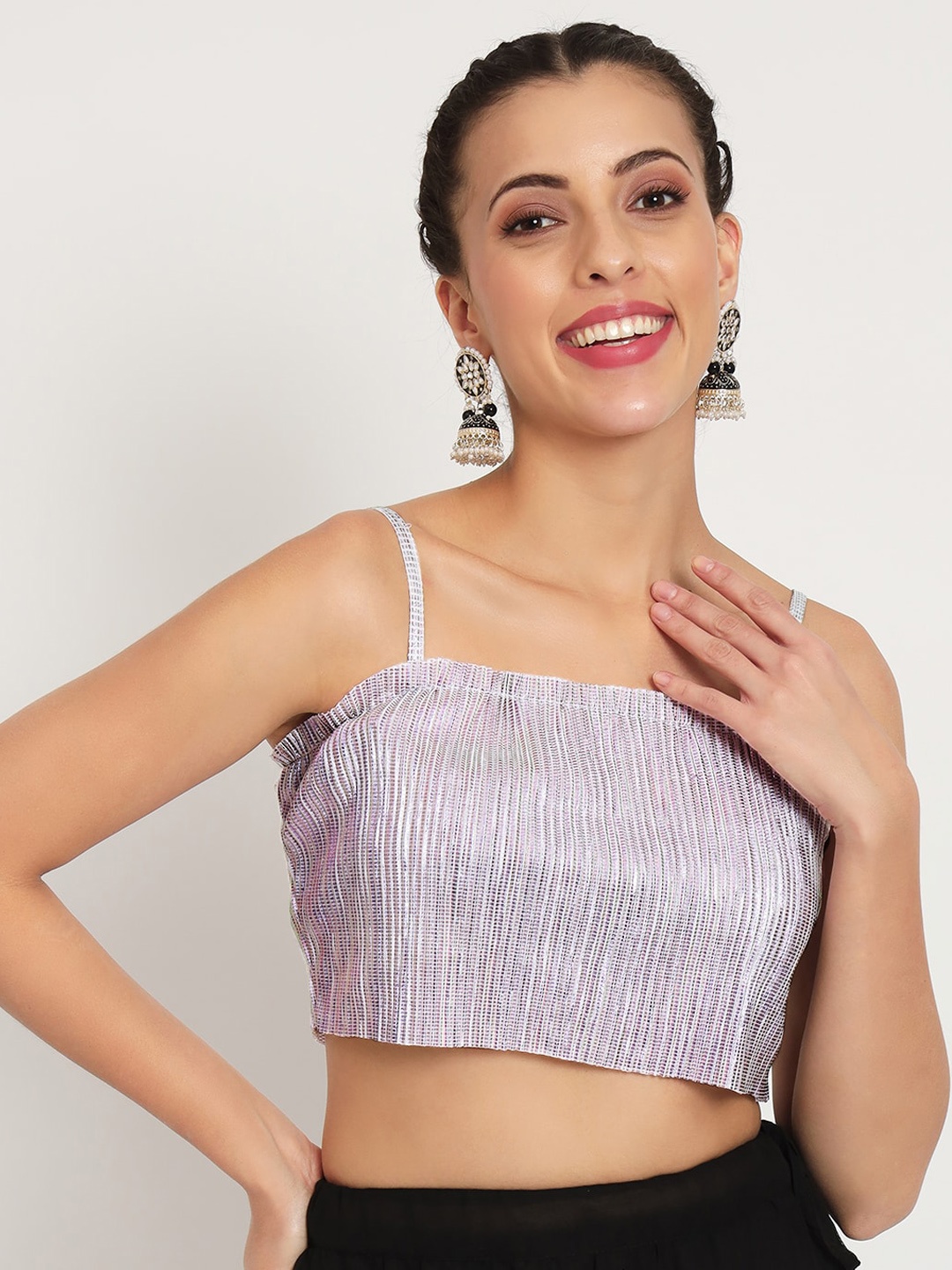 

studio rasa Embellished Sleeveless Saree Blouse, Metallic