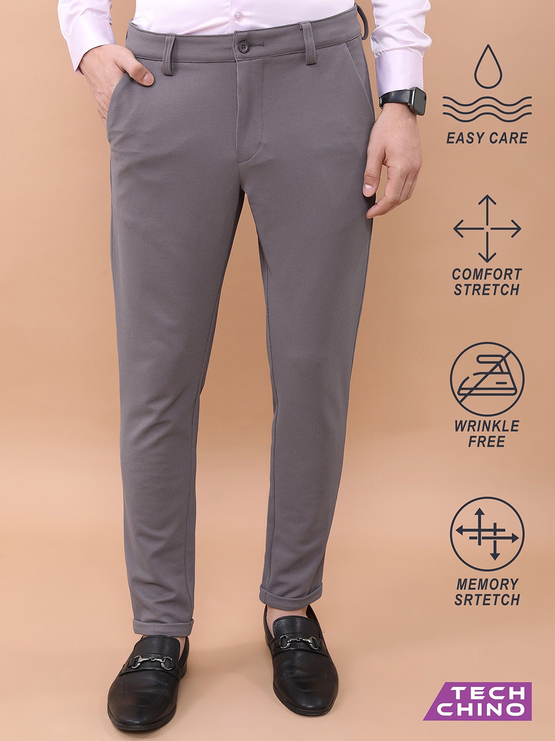 

HIGHLANDER Men Grey Mid-Rise Trousers