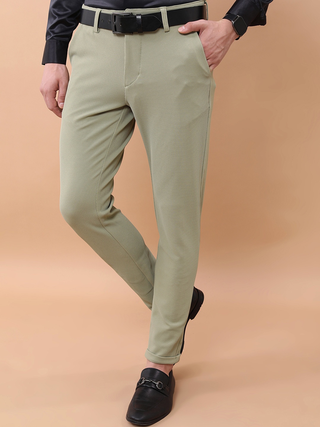 

HIGHLANDER Men Mid Rise Chinos Trousers, Olive