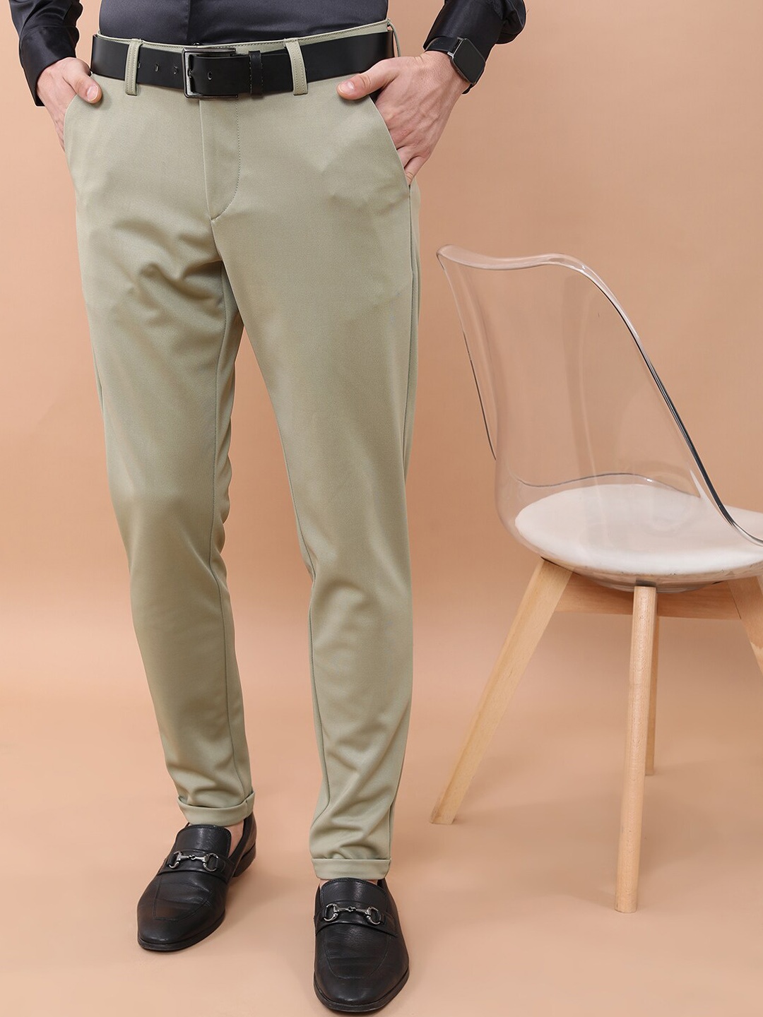 

HIGHLANDER Men Mid Rise Chinos Trousers, Olive