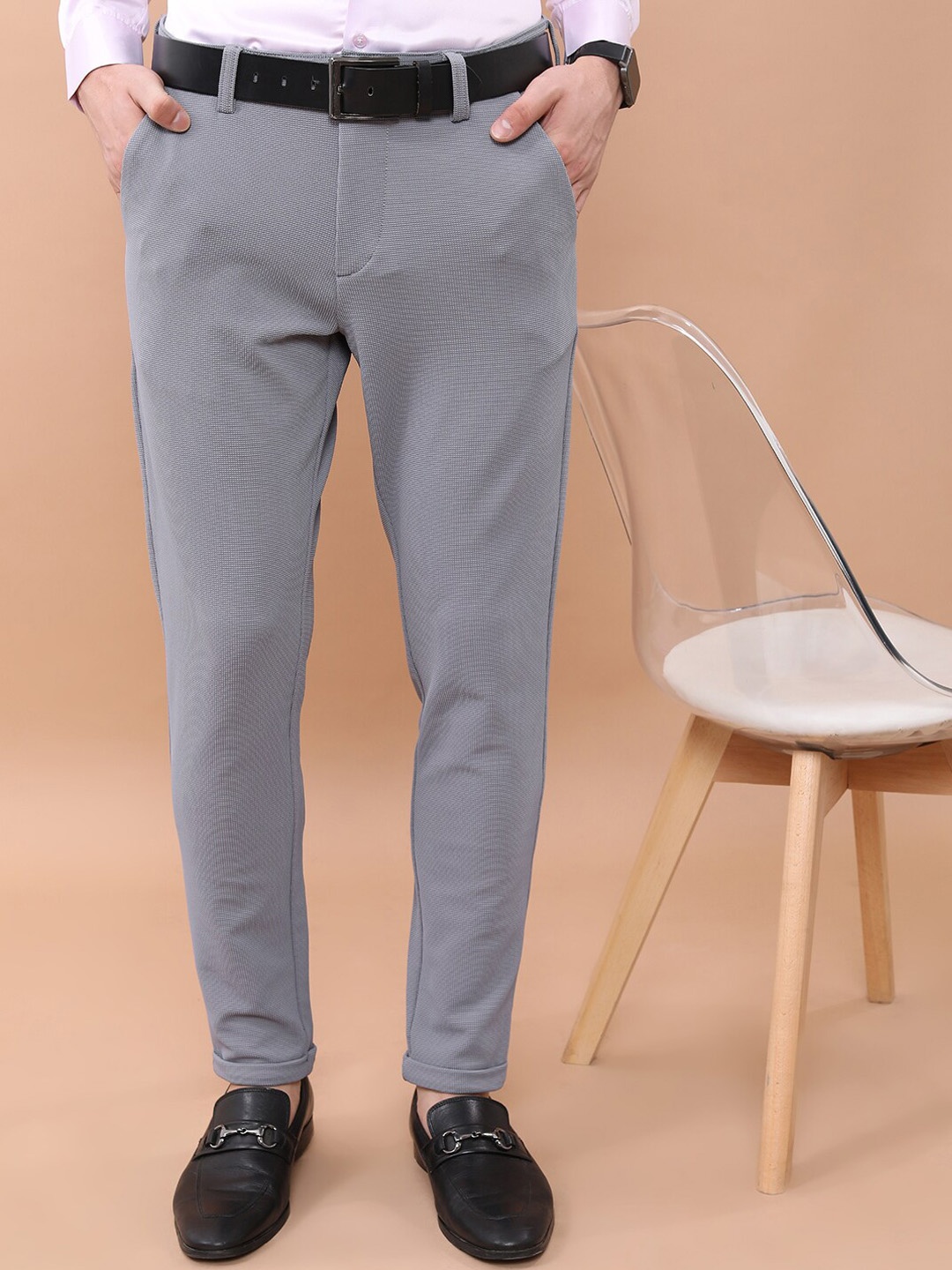 

HIGHLANDER Men Mid-Rise Chinos Trousers, Grey