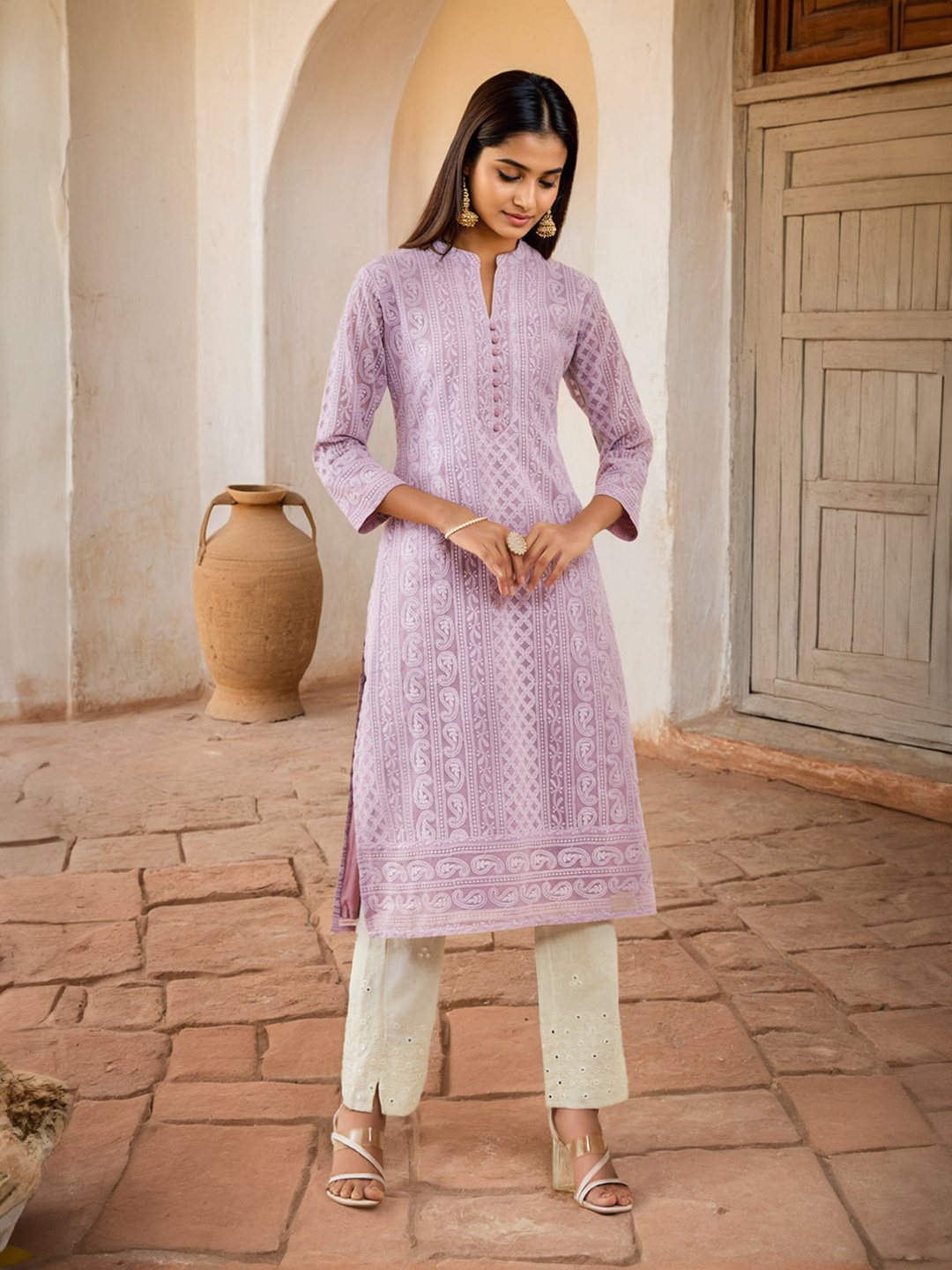 

Soch Ethnic Motifs Embroidered Kurta, Purple