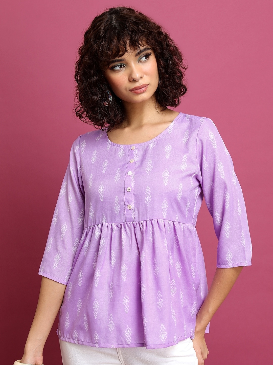 

KETCH Geometric Printed A-Line Top, Lavender