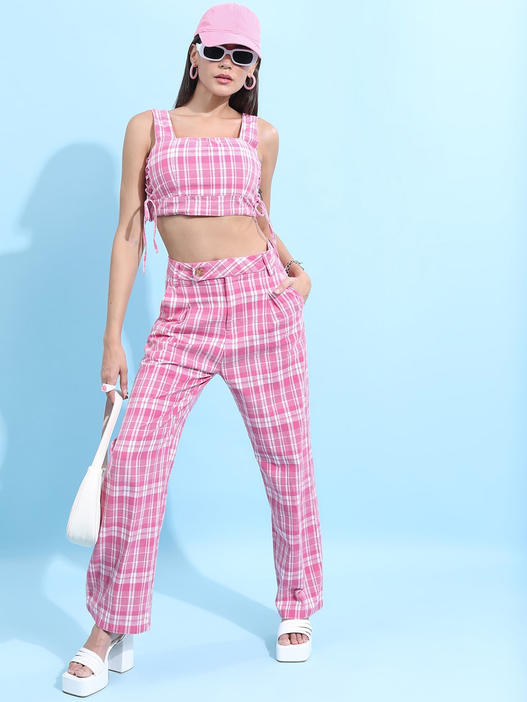 

Tokyo Talkies Crop Top With Trousers, Pink