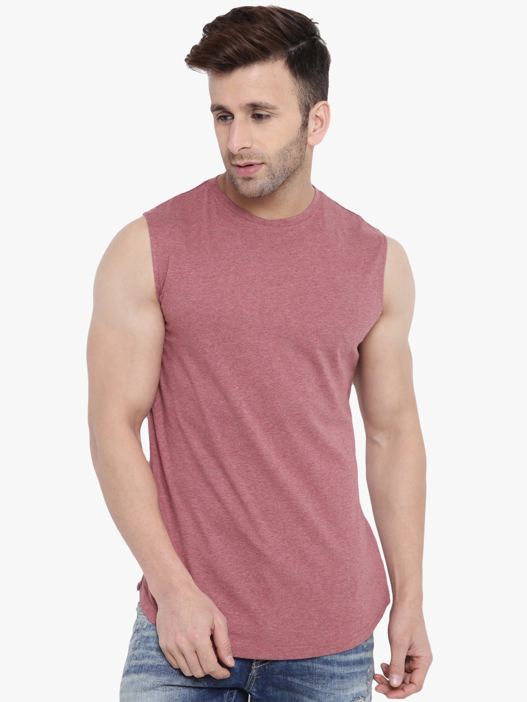 

GRITSTONES Men Pink Solid Vest GSVST1792PNK