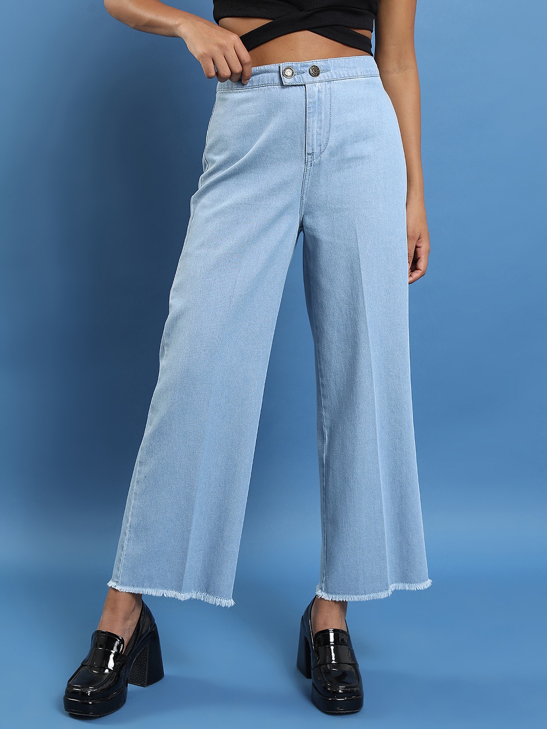 

Basics By Tokyo Talkies Women Straight Fit Cotton Jeans, Blue