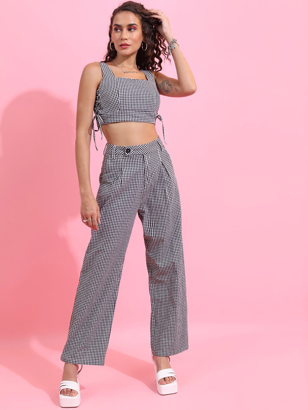 

Tokyo Talkies Crop Top With Trousers, Black