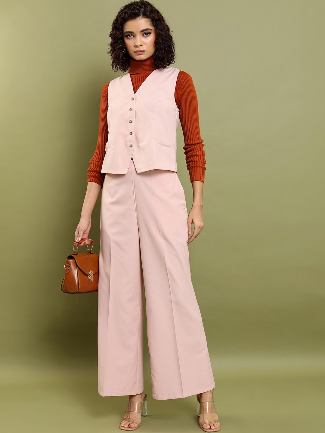 

Tokyo Talkies Waistcoat Top With Crop Trouser, Peach