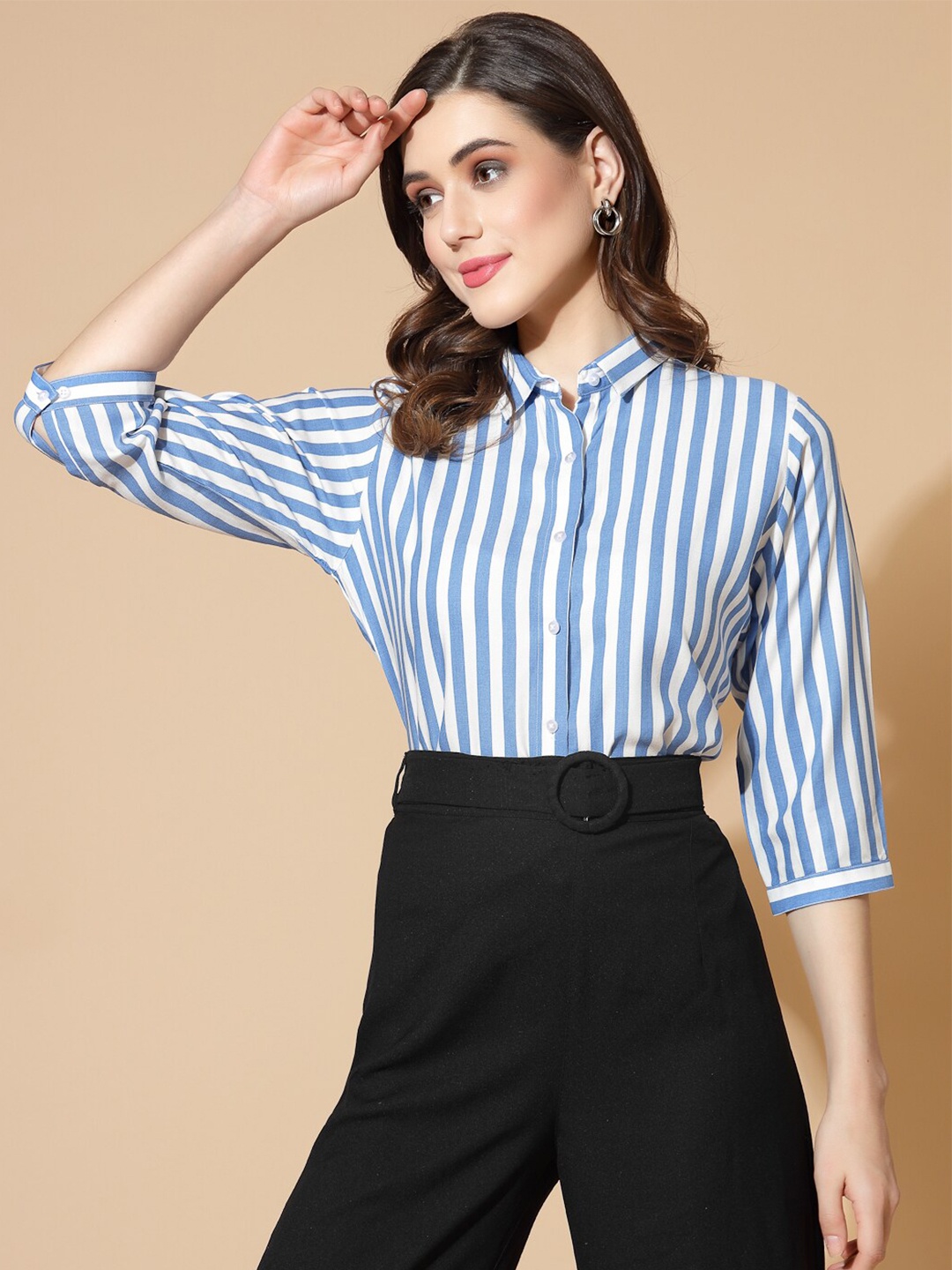 

DressBerry Vertical Striped Formal Shirt, Blue