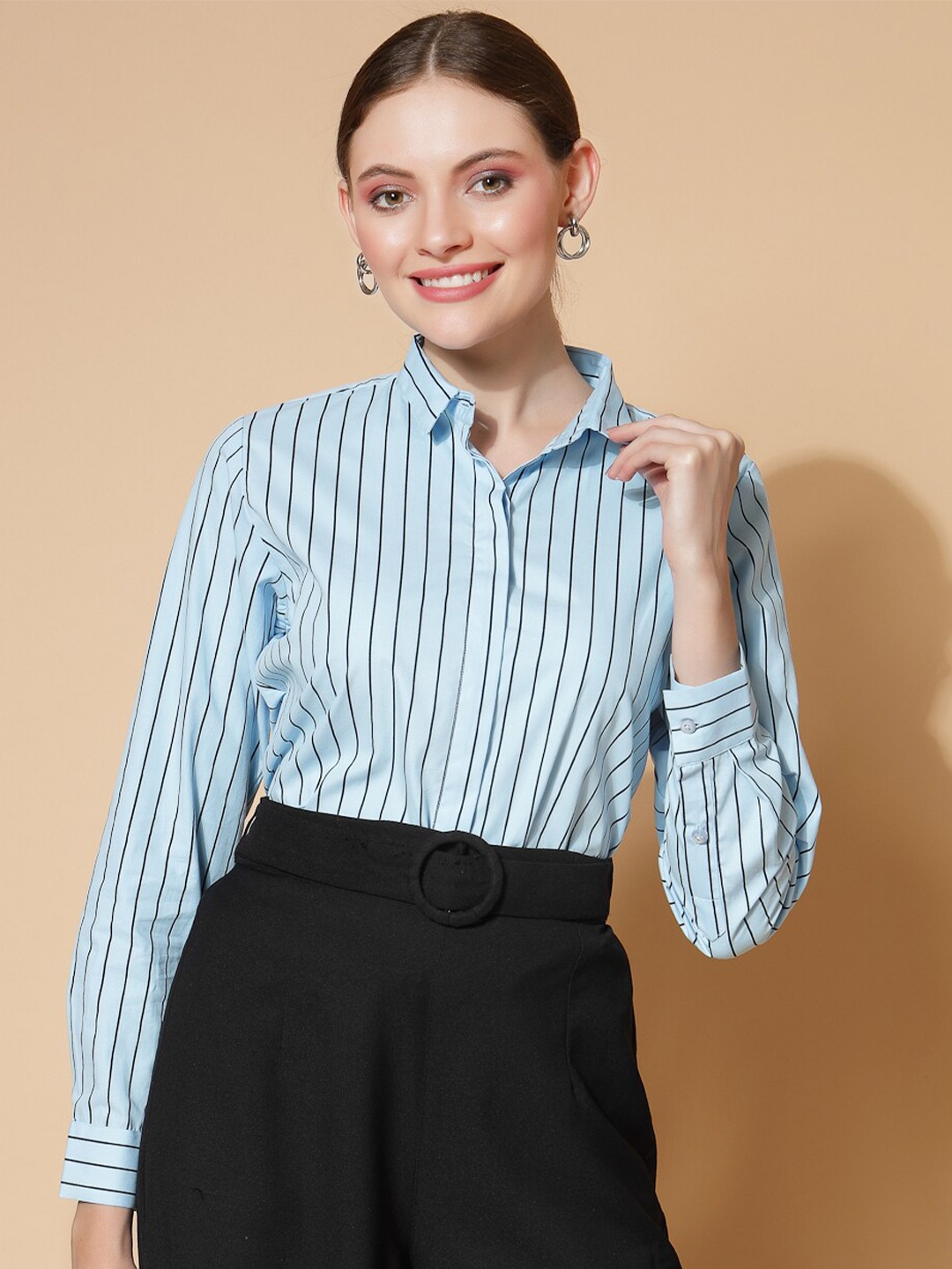 

DressBerry Striped Casual Cotton Shirt, Blue