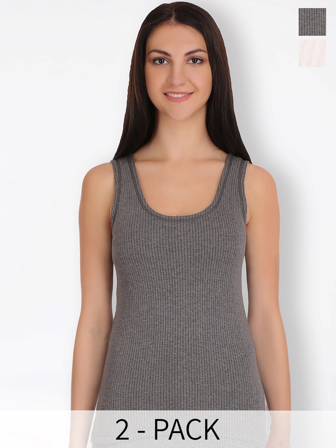 

SELFCARE Pack Of 2 Breathable Thermal Tops, Grey