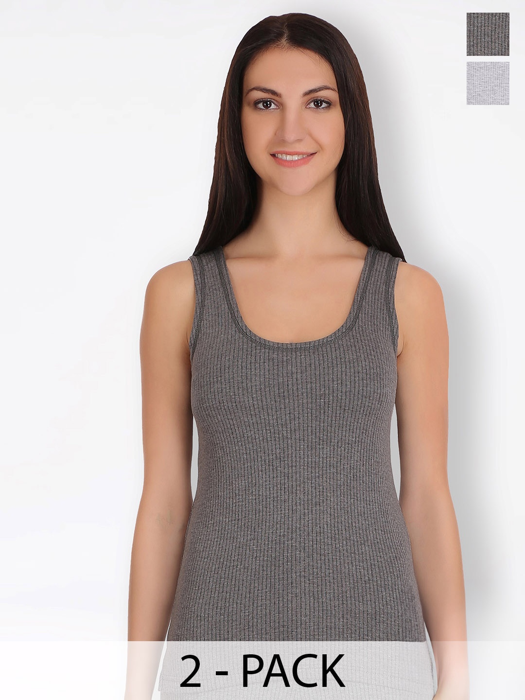 

SELFCARE Pack Of 2 Breathable Thermal Tops, Grey