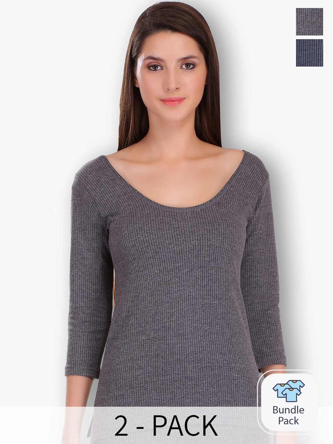 

SELFCARE Pack Of 2 Breathable Thermal Tops, Grey