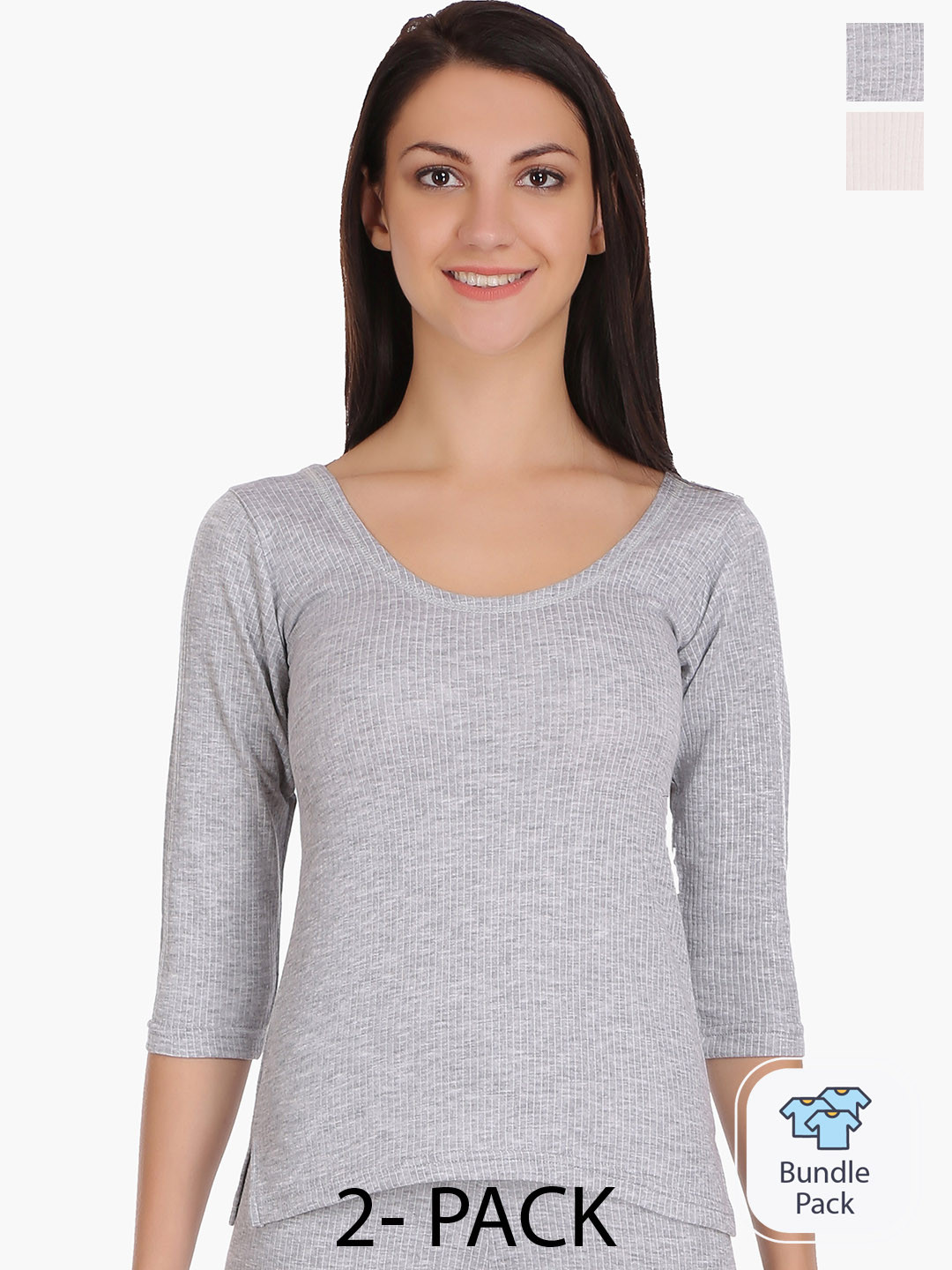 

SELFCARE Pack Of 2 Thermal Tops, Grey