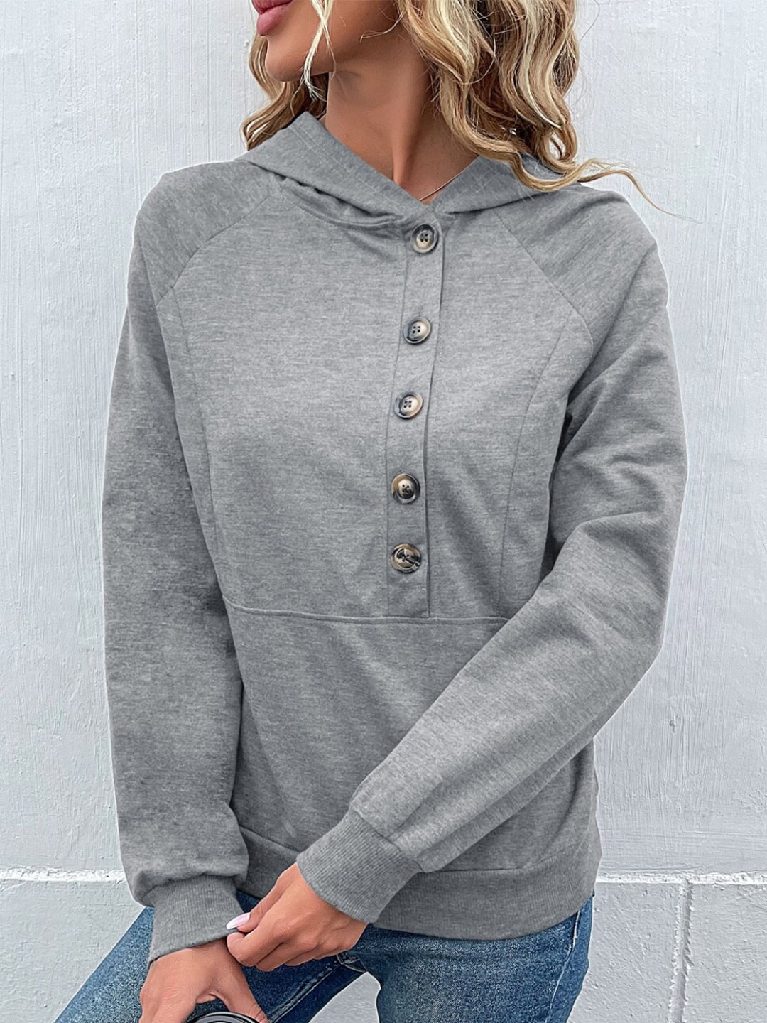 

StyleCast Grey Hooded Neck Long Sleeve Top