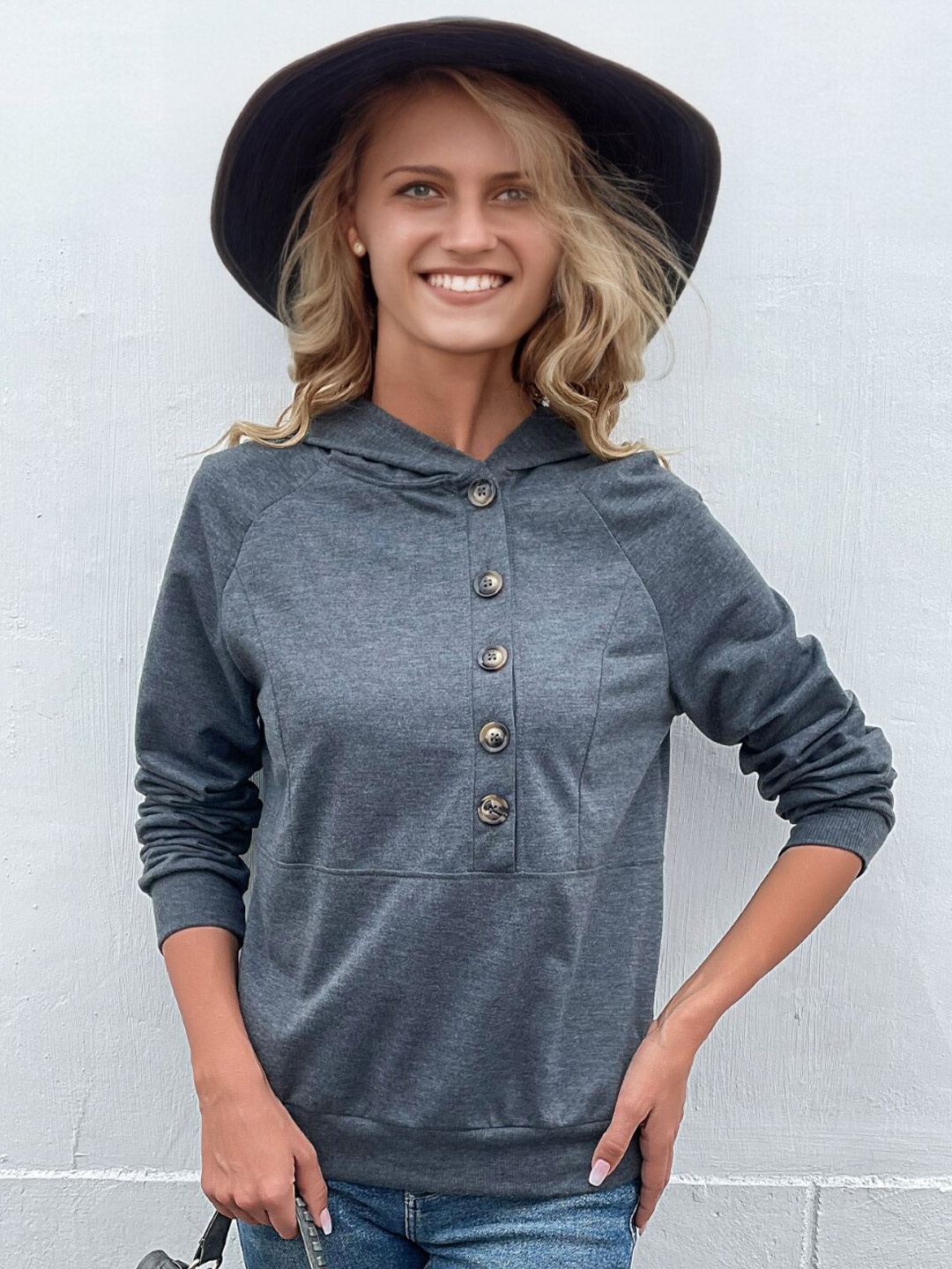 

StyleCast Grey Hooded Regular Top