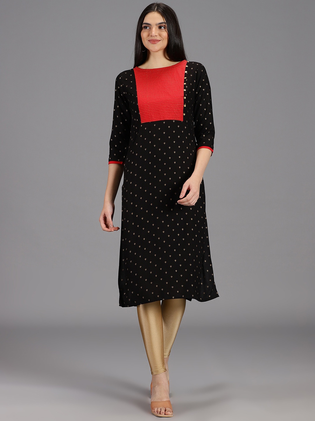 

HAY Women Ethnic Motifs Printed Kurta, Black