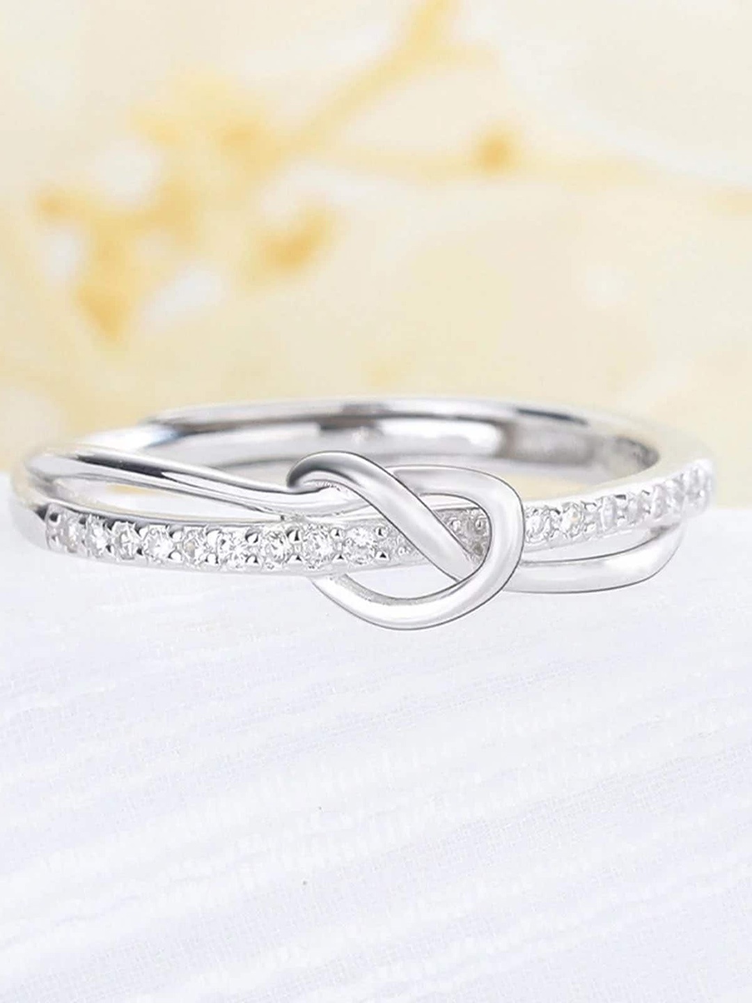 

MYKI Silver-Plated CZ-Studded Finger Ring